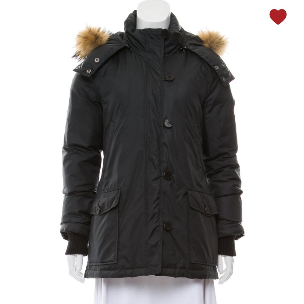 Theory winter parka in black w detachable fur hood